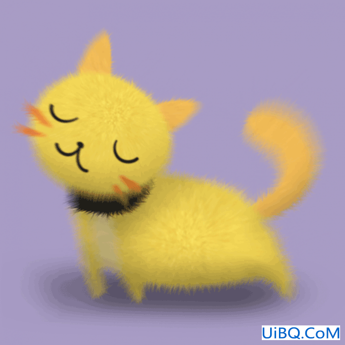 PS手工绘制可爱的卡通猫咪素材图，毛绒可爱的小猫咪。
