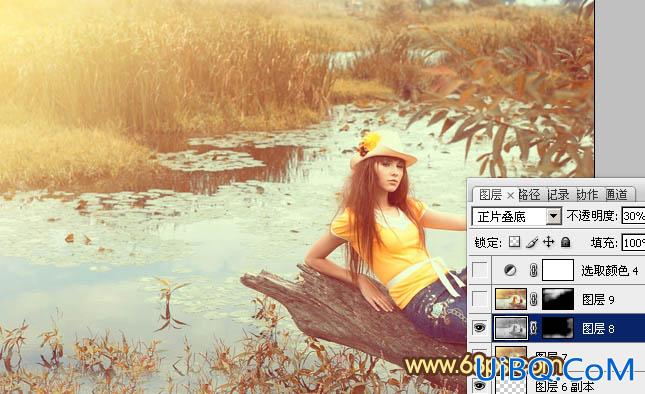 ps给沼泽写真图片加上柔和的暖色