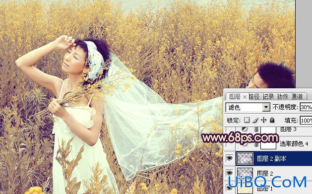 ps打造漂亮的金色油菜花婚片效果