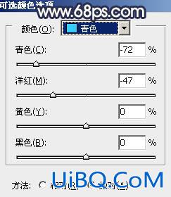 ps打造暗调青蓝色树林MM图片