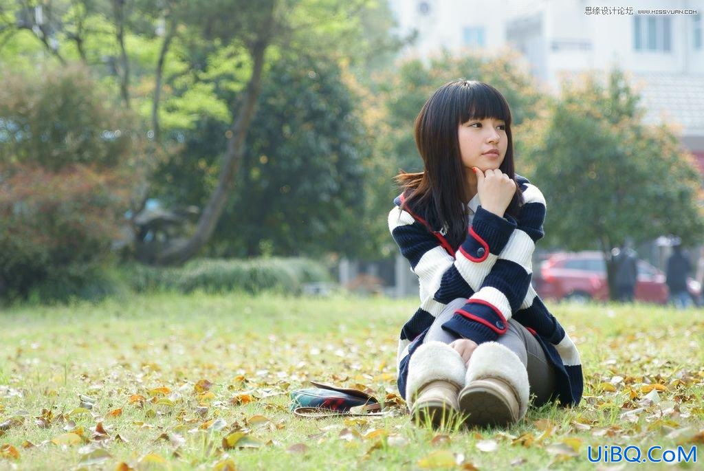 ps调出日黄色风格外景美女