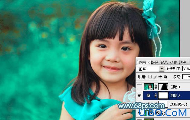 ps给小女孩图片添加甜美的青红色