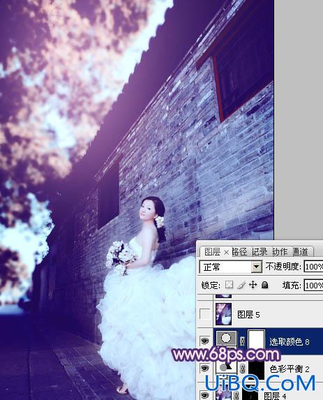 ps给古建筑婚片添加柔和的橙蓝色