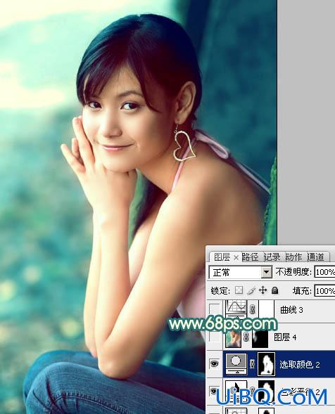 ps调出非主流柔美的青红色