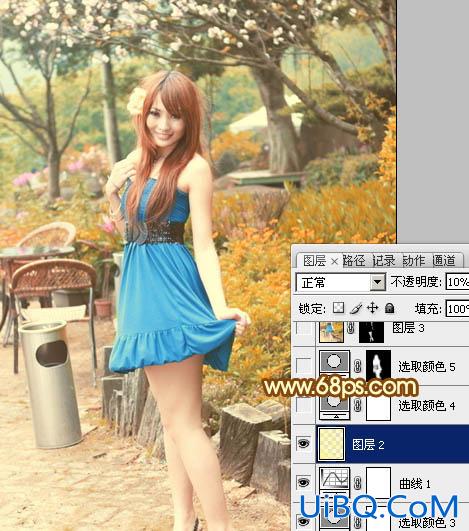 ps调出公园MM图片柔美的粉黄色