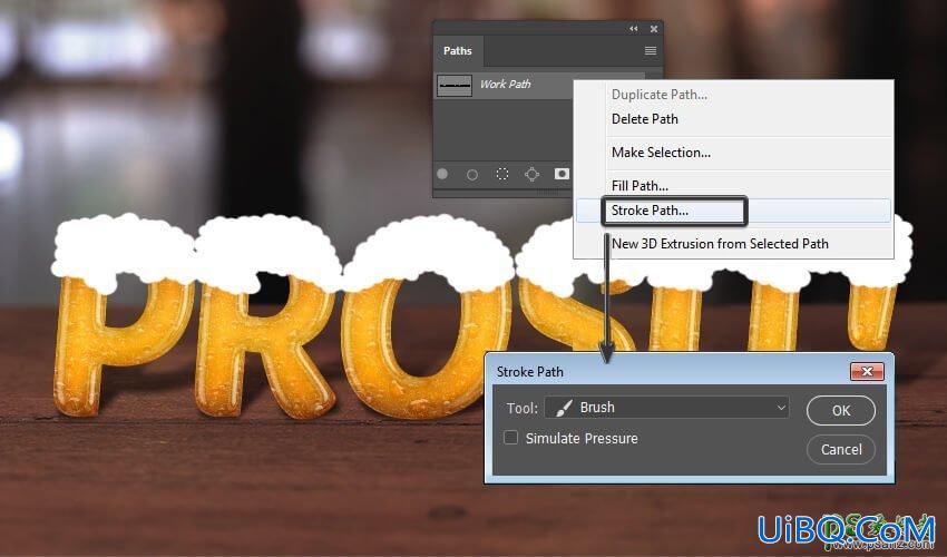 使用Photoshop图层样式、画笔、滤镜和剪切蒙版工具制作啤酒字,啤酒立体