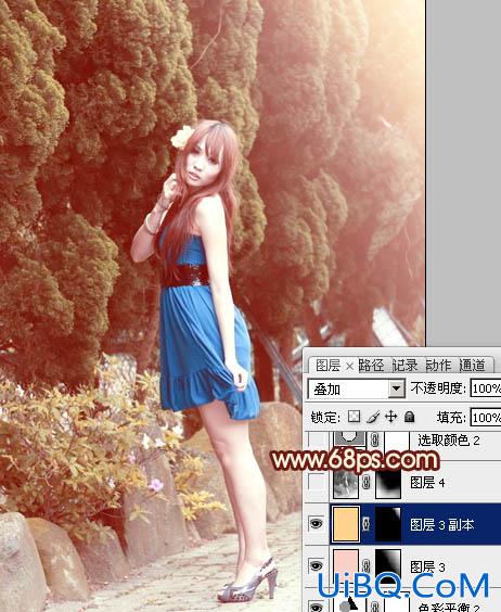 ps打造暖暖的红褐色外景MM图片