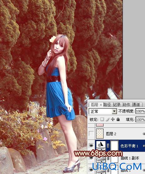 ps打造暖暖的红褐色外景MM图片