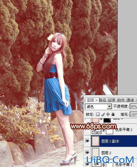 ps打造暖暖的红褐色外景MM图片