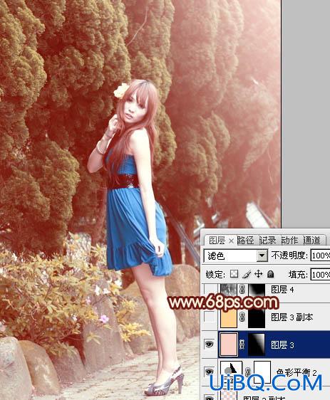 ps打造暖暖的红褐色外景MM图片