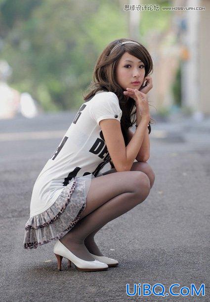 ps调出外景美女柔美的日系黄色调