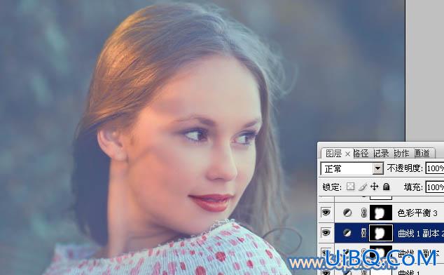 ps调出外景MM图片朦胧的淡蓝色
