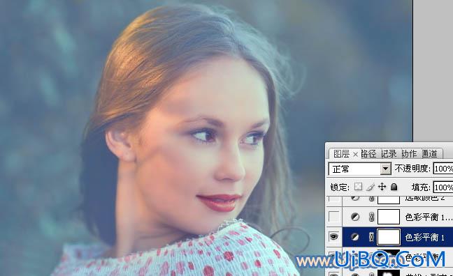 ps调出外景MM图片朦胧的淡蓝色