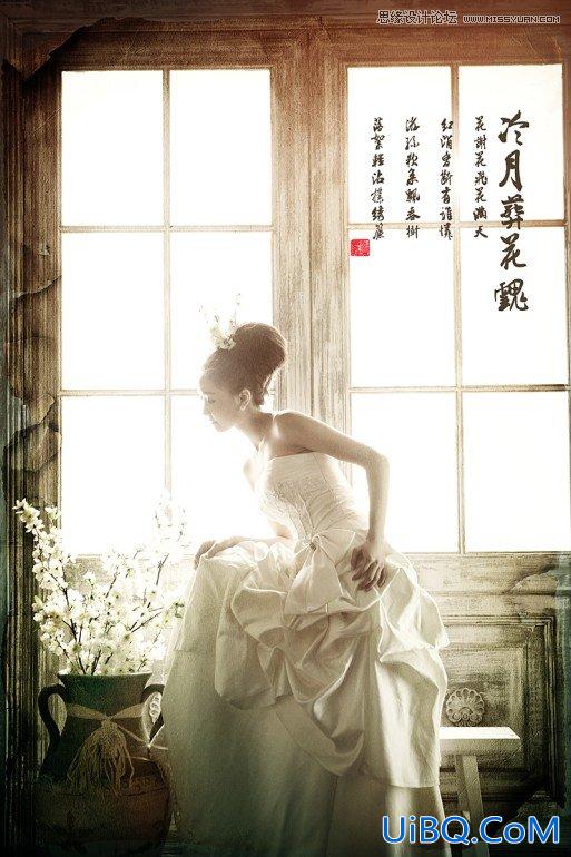 ps制作质感发黄怀旧婚纱照片效果