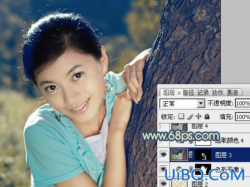 ps打造淡淡的古典青黄色外景MM图片