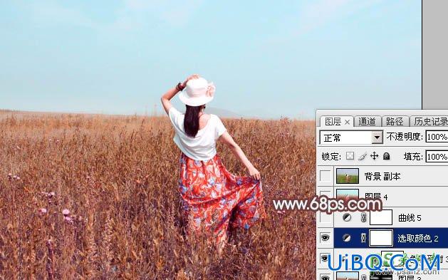 PS给麦田里的美女写真图片调出美美的秋季风景效果，秋景