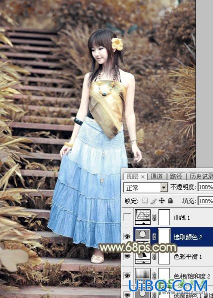 PS给清纯少女夏日外拍摄影写真照调出唯美的秋景阳光色