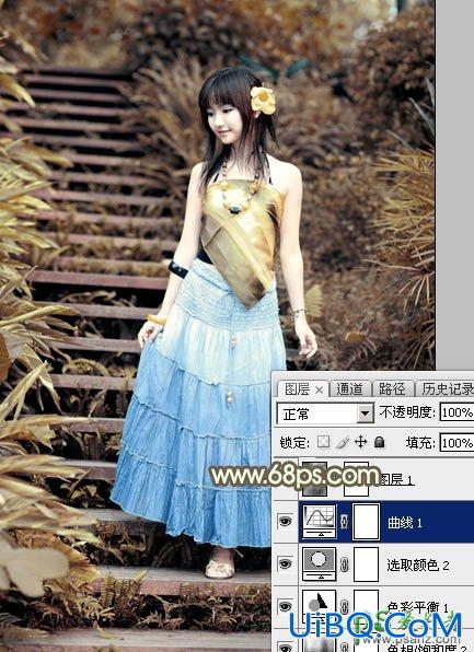 PS给清纯少女夏日外拍摄影写真照调出唯美的秋景阳光色