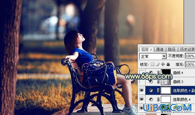 PS给清晨公园里自拍的美眉靓照调出唯美的晨曦暖色调