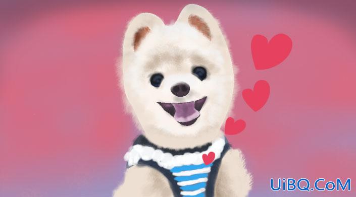 Photoshop手绘动物教程：绘画小狗插画，绘制可爱的小狗图片。