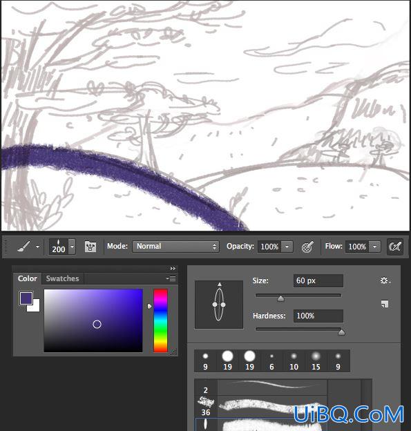 PS鼠绘蜡笔风景画,鼠绘蜡笔画教程。
