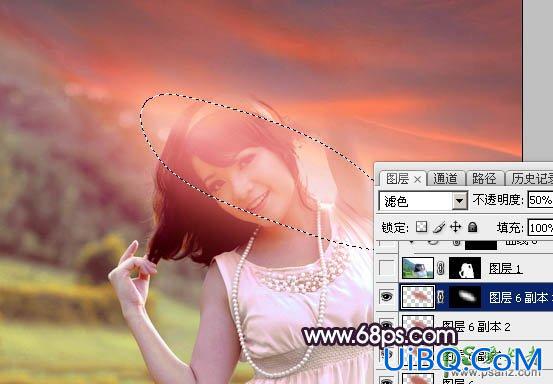 PS给泛白效果的甜美女生性感照片调出唯美的晨曦色
