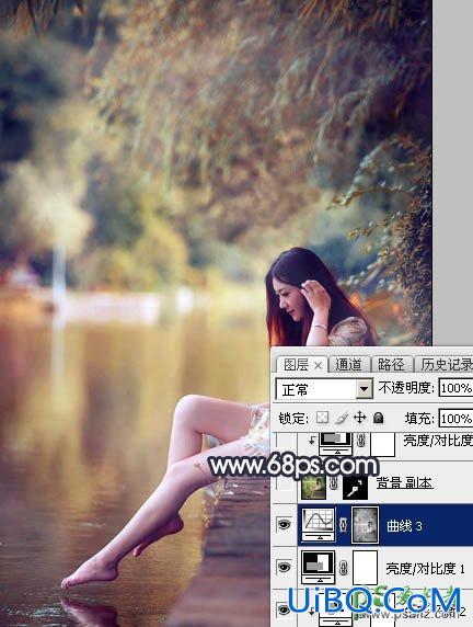 PS给修长美腿女生外景写真照调出艳丽的秋季暖色效果