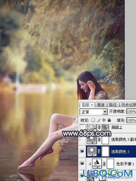 PS给修长美腿女生外景写真照调出艳丽的秋季暖色效果