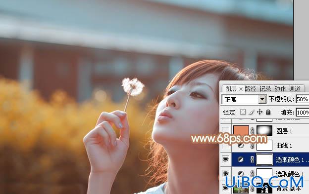 ps给偏暗的外景图片加上精美的粉褐色