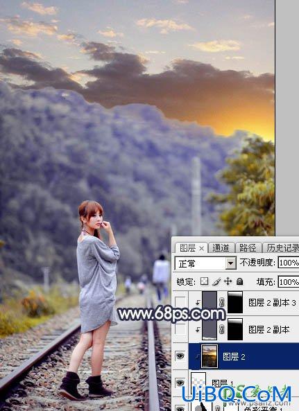 PS给泛白的果子美眉外景写真照调出唯美的橙黄色效果