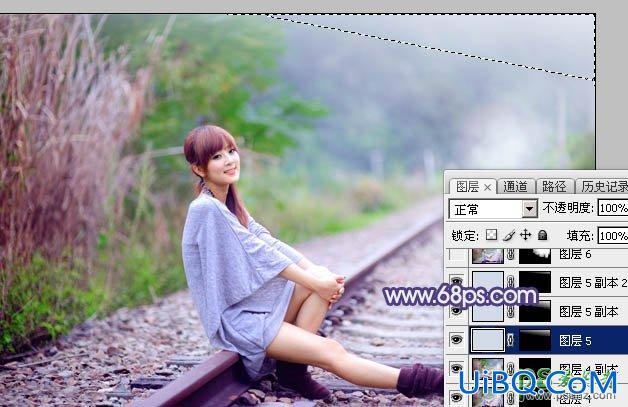 PS给小清新女生艺术写真照片调出清爽淡调的蓝绿色