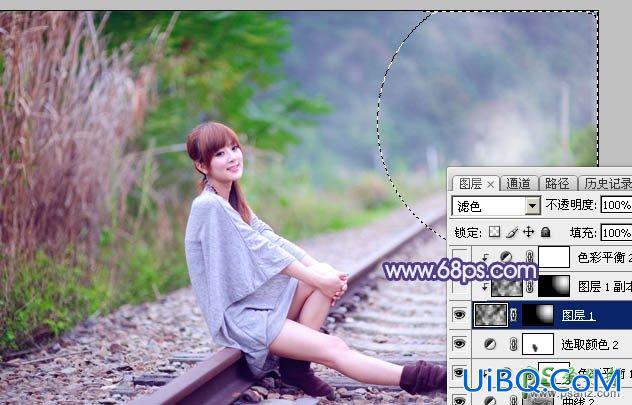 PS给小清新女生艺术写真照片调出清爽淡调的蓝绿色
