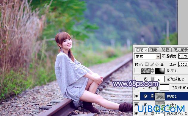 PS给小清新女生艺术写真照片调出清爽淡调的蓝绿色