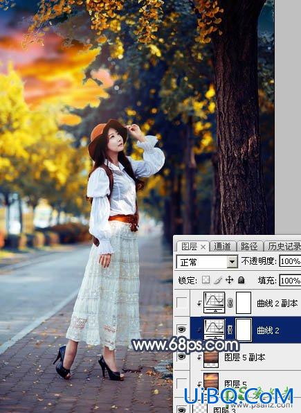 PS给外景自拍的性感女性生活照调出夕阳下唯美意境的色彩