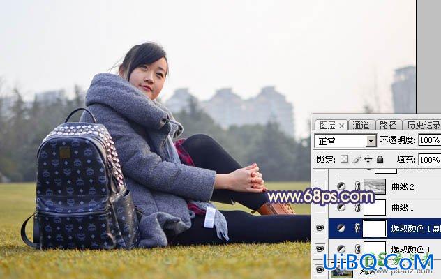 PS给校园中自拍的学生妹妹写真照调出唯美梦幻的日出效果