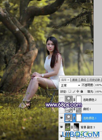 PS给绿荫中自拍的可爱萌女艺术写真集调出甜美清新的色彩