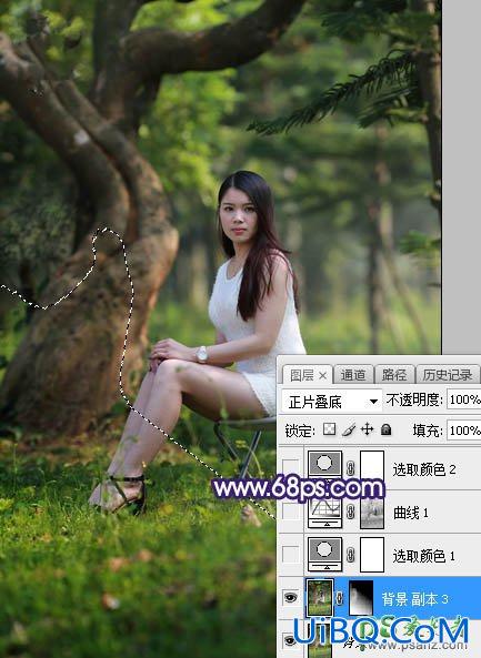 PS给绿荫中自拍的可爱萌女艺术写真集调出甜美清新的色彩