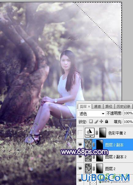 PS给绿荫中自拍的可爱萌女艺术写真集调出甜美清新的色彩