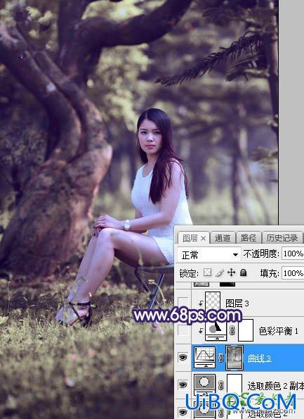 PS给绿荫中自拍的可爱萌女艺术写真集调出甜美清新的色彩