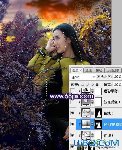 PS给性感长腿推女郎外景写真照调出温暖的霞光色彩