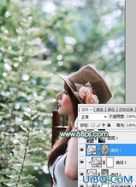 PS给loli控漂亮的小美女夏日写真照调出梦幻的中性青色调