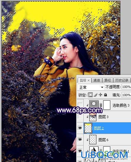 PS给性感长腿推女郎外景写真照调出温暖的霞光色彩