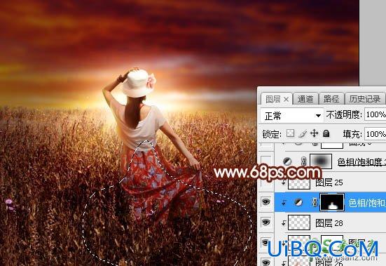 PS给田野中的性感人体模特摄影写真照调出唯美的逆光效果