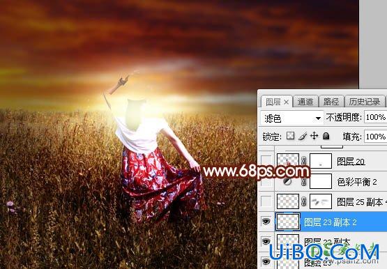 PS给田野中的性感人体模特摄影写真照调出唯美的逆光效果