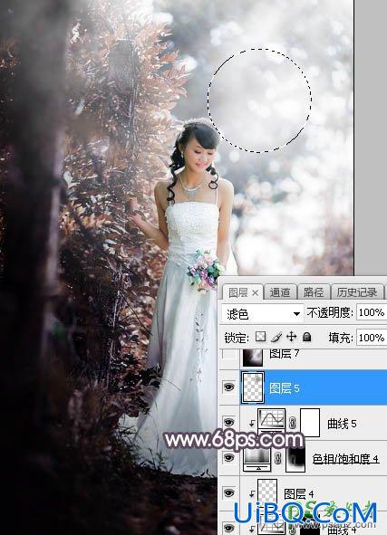 PS给低胸性感的美女婚纱照调出唯美的中性红褐色