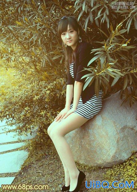 ps非主流教程：竹林下的非主流美女