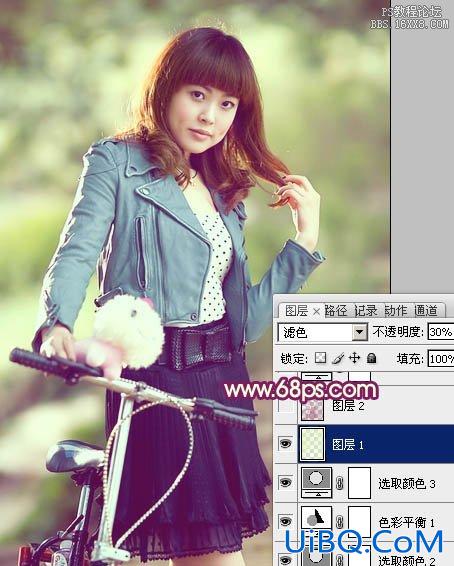 ps非主流教程：骑自行车的非主流美女