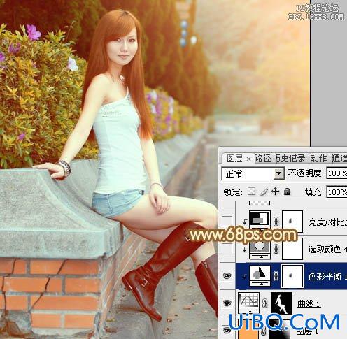 ps非主流教程：花坛边美女