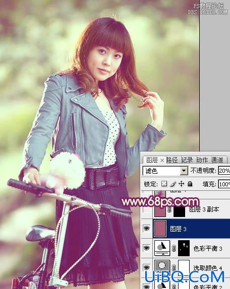ps非主流教程：骑自行车的非主流美女