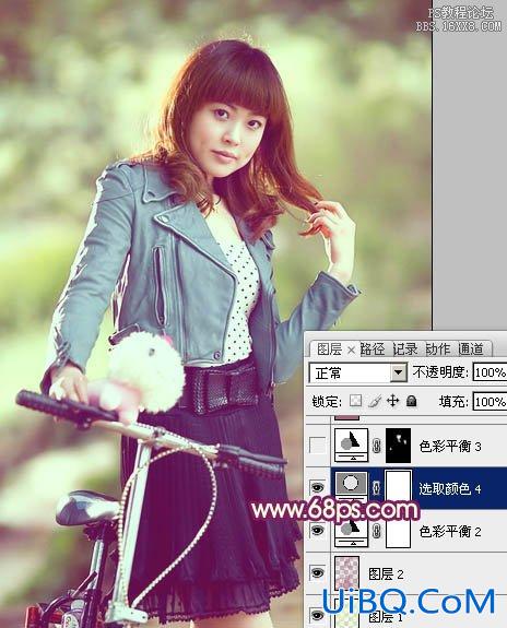 ps非主流教程：骑自行车的非主流美女